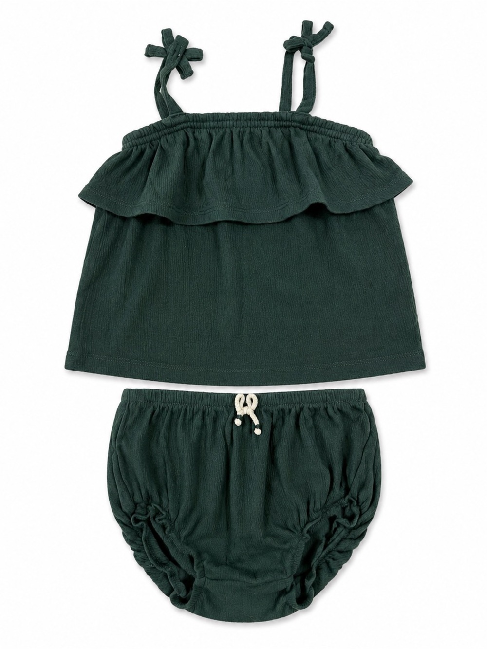 Carter's Dark Green Ruffle Tank Top & Bloomer Diaper Cover Set